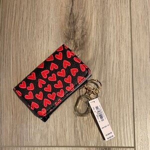 Victoria's Secret Black Cardholder with Red Heart Pattern